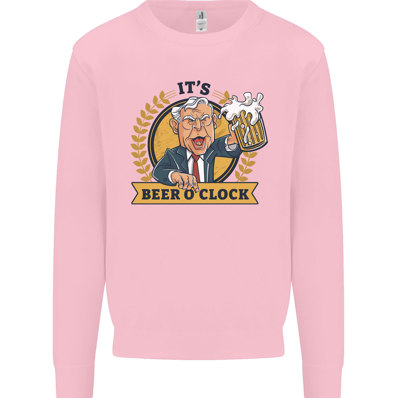 It's Beer O'Clock Funny Alcohol Mens Sweatshirt Jumper Light Pink