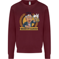 It's Beer O'Clock Funny Alcohol Mens Sweatshirt Jumper Maroon
