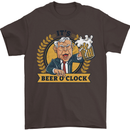 It's Beer O'Clock Funny Alcohol Mens T-Shirt Cotton Gildan Dark Chocolate