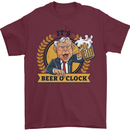 It's Beer O'Clock Funny Alcohol Mens T-Shirt Cotton Gildan Maroon