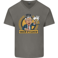 It's Beer O'Clock Funny Alcohol Mens V-Neck Cotton T-Shirt Charcoal