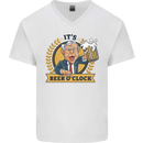 It's Beer O'Clock Funny Alcohol Mens V-Neck Cotton T-Shirt White