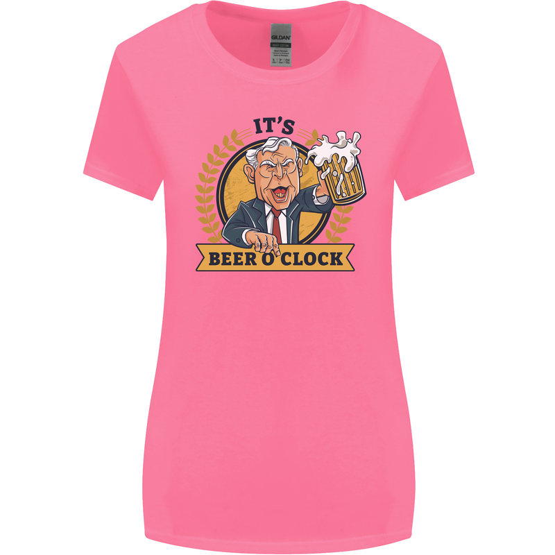 It's Beer O'Clock Funny Alcohol Womens Wider Cut T-Shirt Azalea