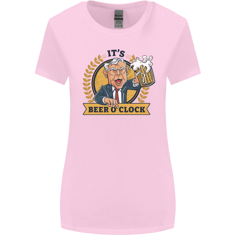 It's Beer O'Clock Funny Alcohol Womens Wider Cut T-Shirt Light Pink