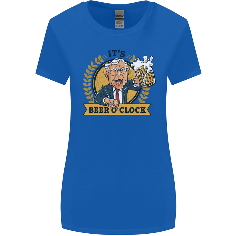 It's Beer O'Clock Funny Alcohol Womens Wider Cut T-Shirt Royal Blue