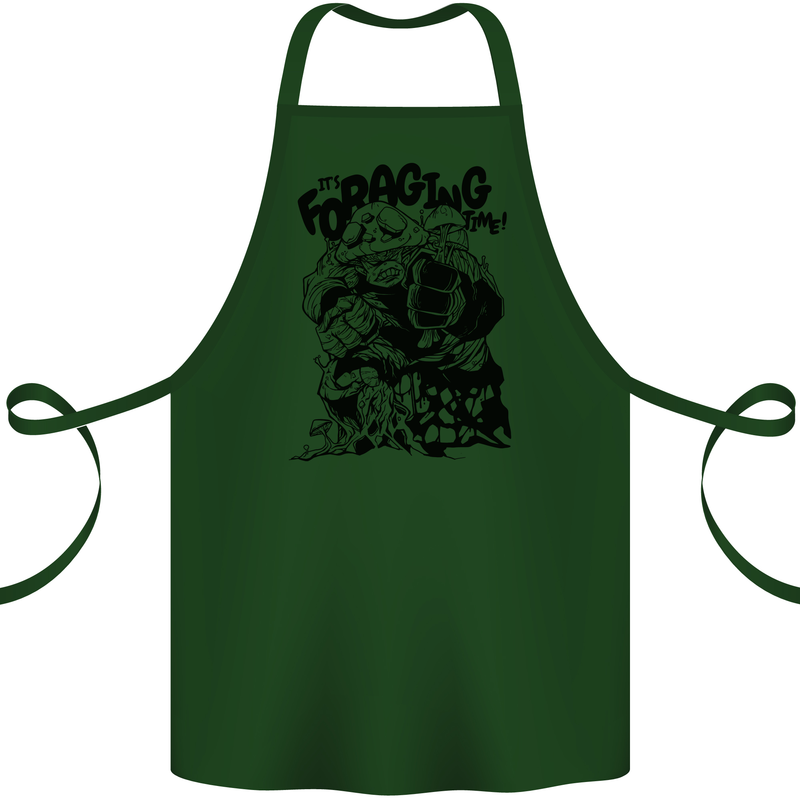It's Foraging Time Funny Forager Cotton Apron 100% Organic Forest Green