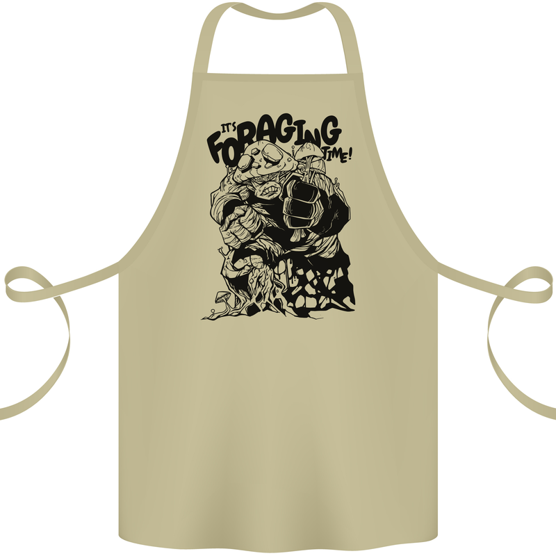 It's Foraging Time Funny Forager Cotton Apron 100% Organic Khaki