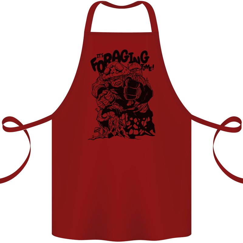 It's Foraging Time Funny Forager Cotton Apron 100% Organic Maroon
