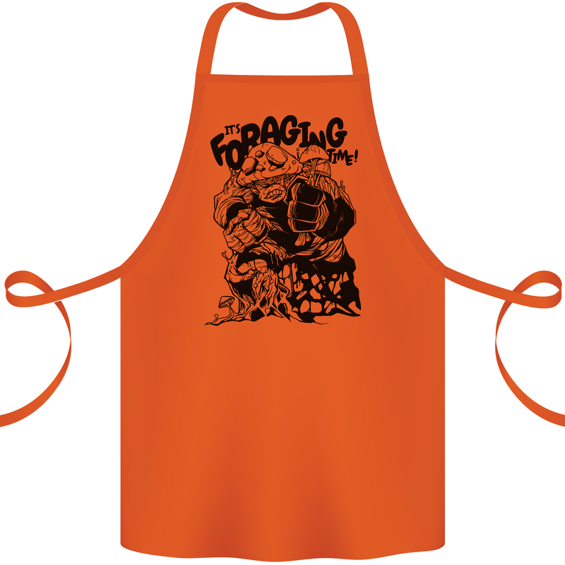 It's Foraging Time Funny Forager Cotton Apron 100% Organic Orange