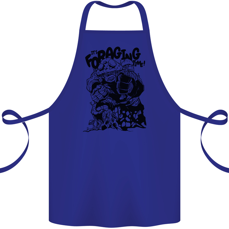 It's Foraging Time Funny Forager Cotton Apron 100% Organic Royal Blue
