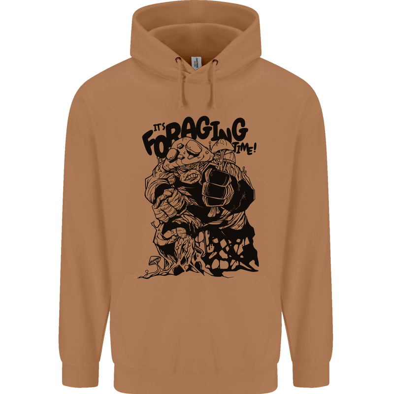 It's Foraging Time Funny Forager Mens 80% Cotton Hoodie Caramel Latte