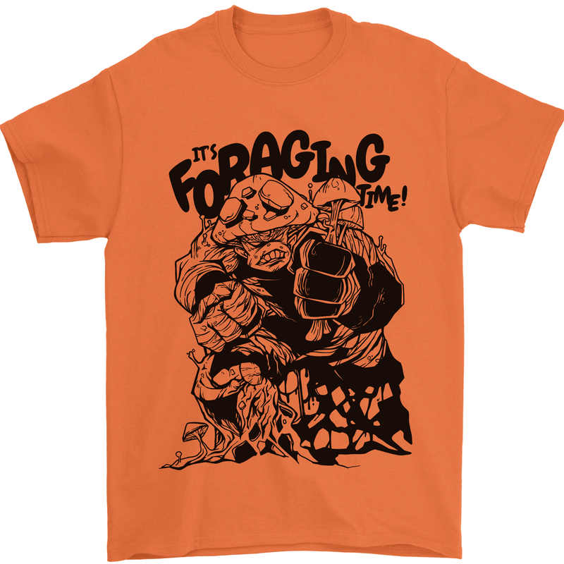 It's Foraging Time Funny Forager Mens T-Shirt 100% Cotton Orange