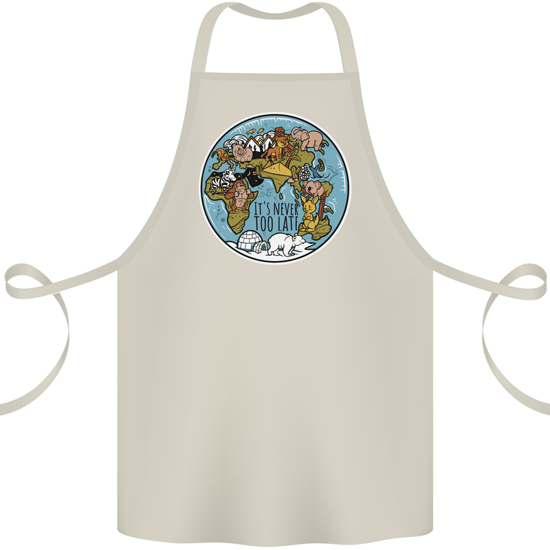 It's Never Too Late Climate Change Cotton Apron 100% Organic Natural