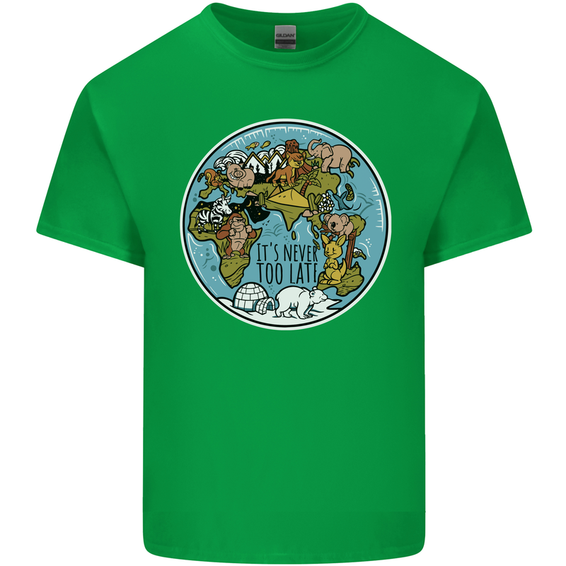 It's Never Too Late Climate Change Kids T-Shirt Childrens Irish Green