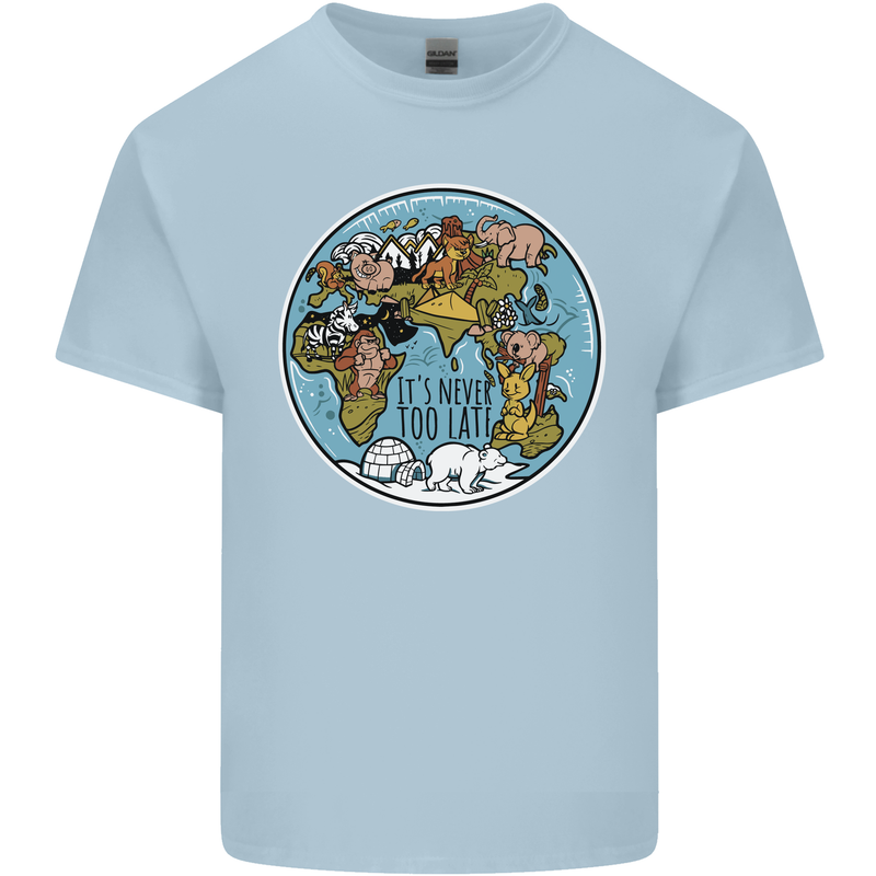 It's Never Too Late Climate Change Kids T-Shirt Childrens Light Blue