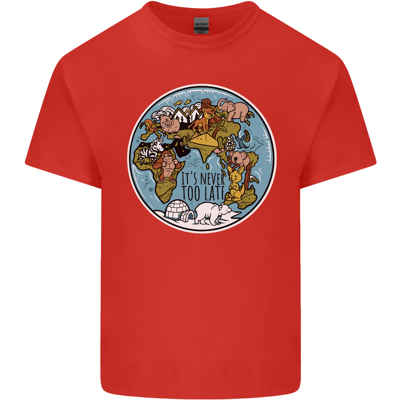 It's Never Too Late Climate Change Kids T-Shirt Childrens Red