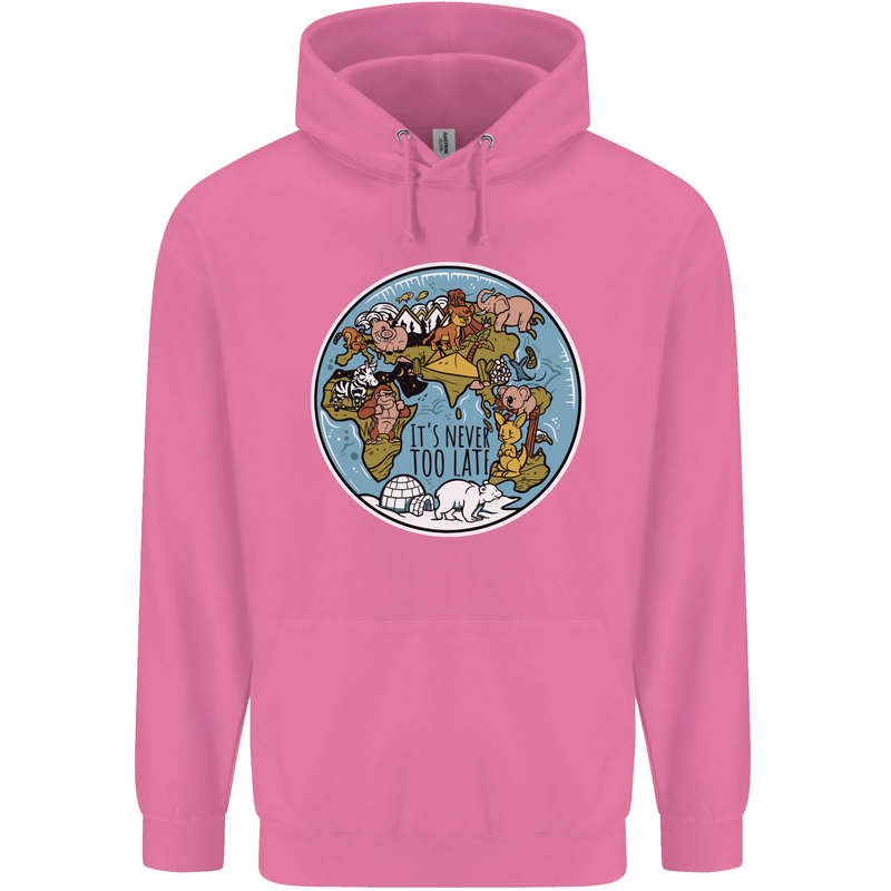 It's Never Too Late Climate Change Mens 80% Cotton Hoodie Azelea