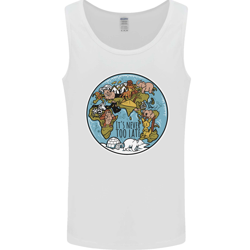 It's Never Too Late Climate Change Mens Vest Tank Top White