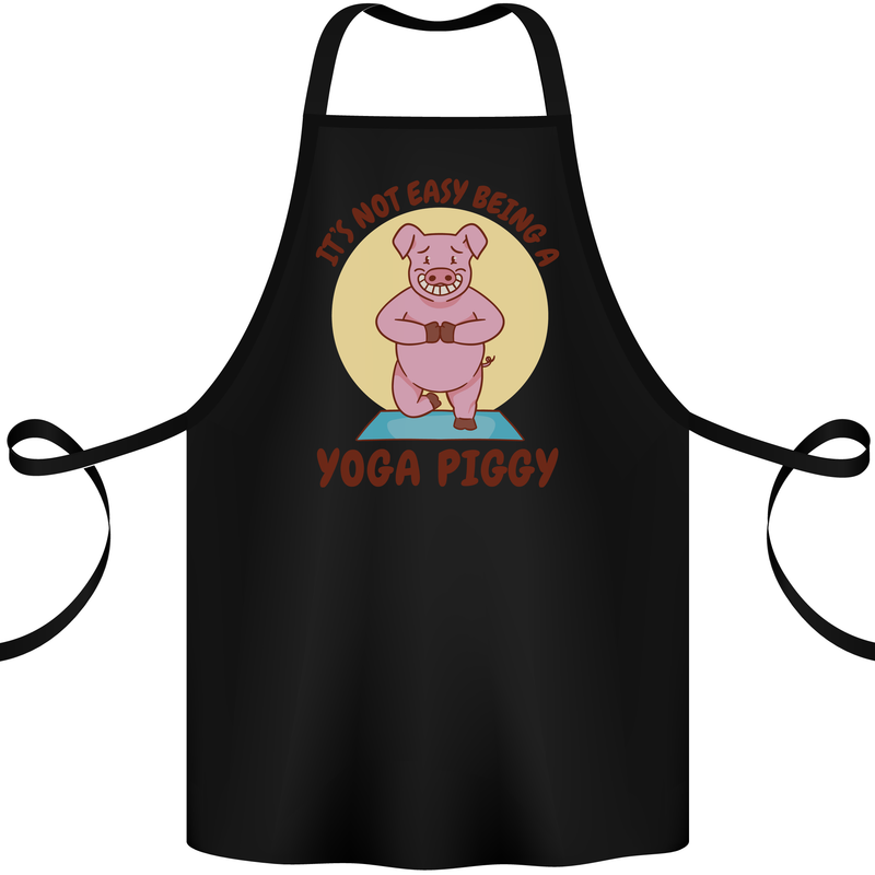 It's Not Easy Being a Yoga Piggy Funny Pig Cotton Apron 100% Organic Black