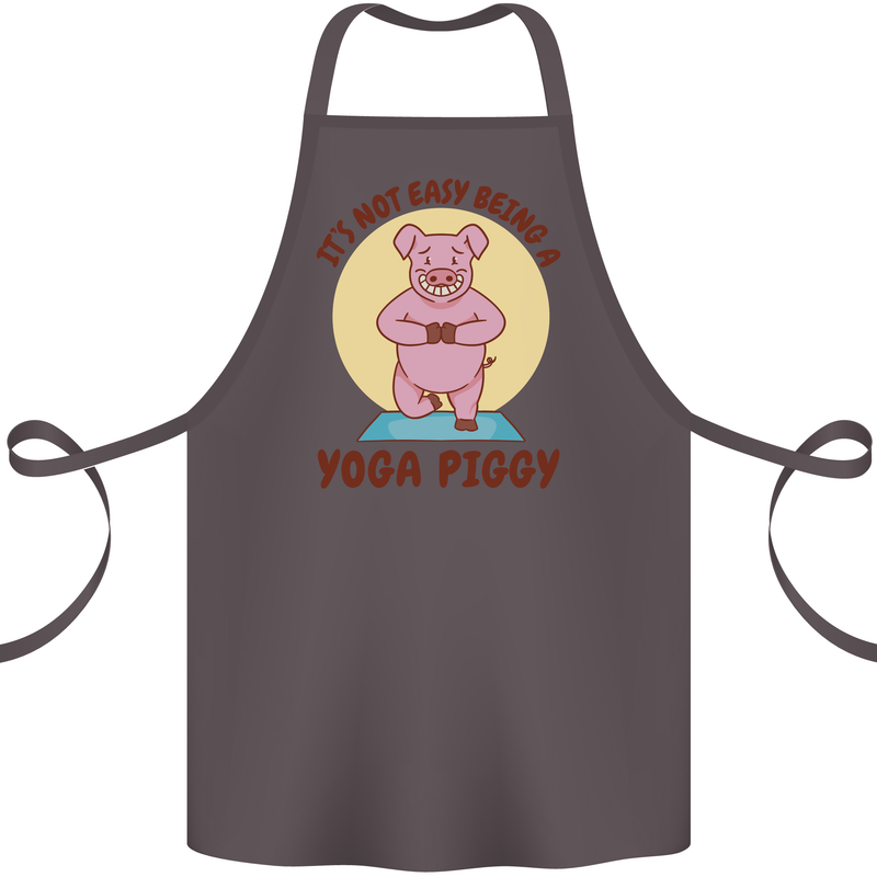 It's Not Easy Being a Yoga Piggy Funny Pig Cotton Apron 100% Organic Dark Grey
