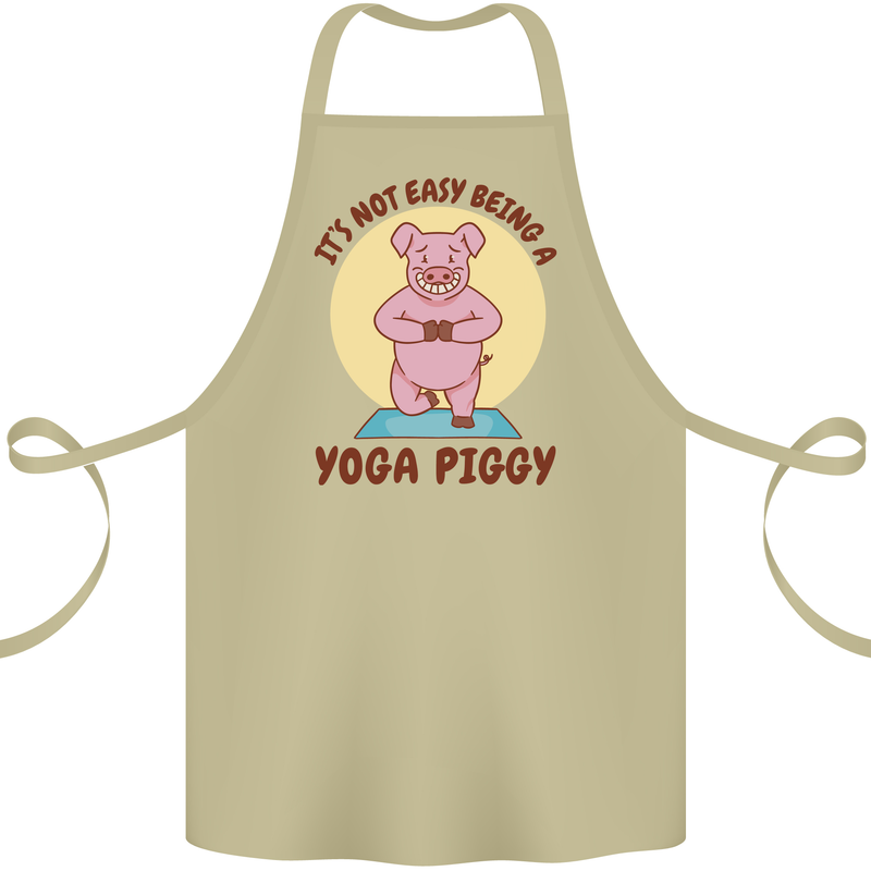 It's Not Easy Being a Yoga Piggy Funny Pig Cotton Apron 100% Organic Khaki