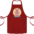 It's Not Easy Being a Yoga Piggy Funny Pig Cotton Apron 100% Organic Maroon
