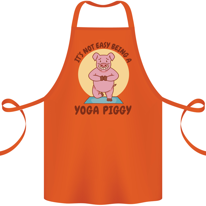 It's Not Easy Being a Yoga Piggy Funny Pig Cotton Apron 100% Organic Orange