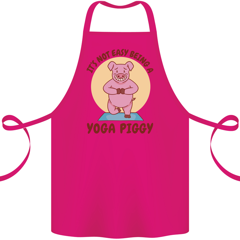 It's Not Easy Being a Yoga Piggy Funny Pig Cotton Apron 100% Organic Pink