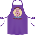 It's Not Easy Being a Yoga Piggy Funny Pig Cotton Apron 100% Organic Purple