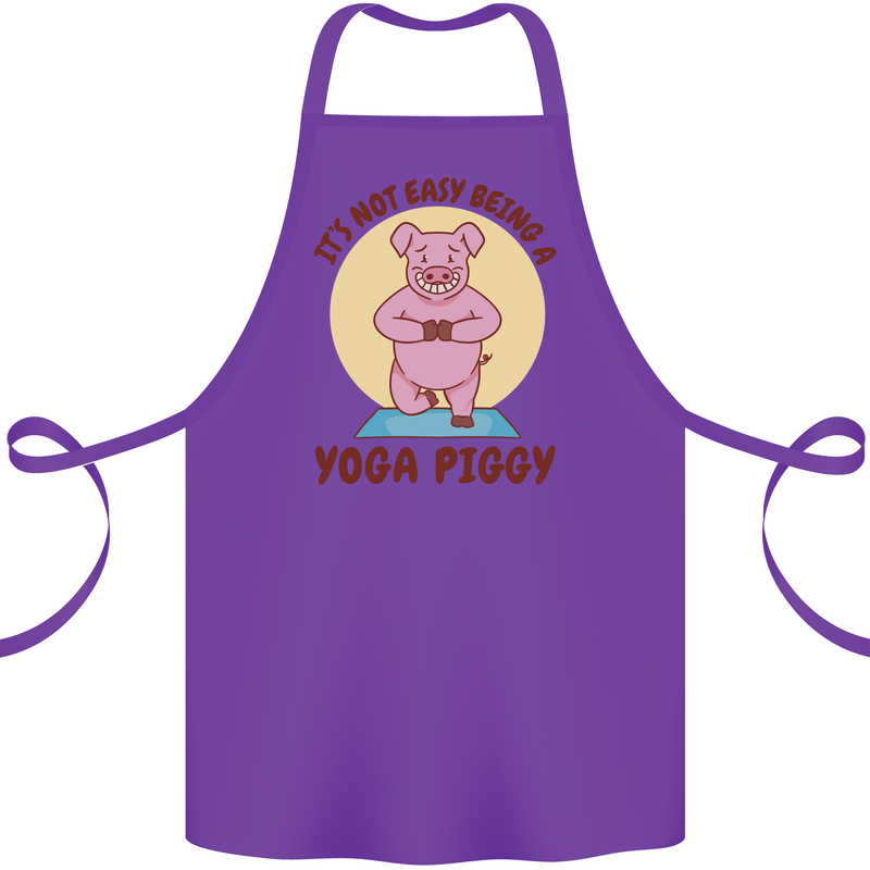 It's Not Easy Being a Yoga Piggy Funny Pig Cotton Apron 100% Organic Purple