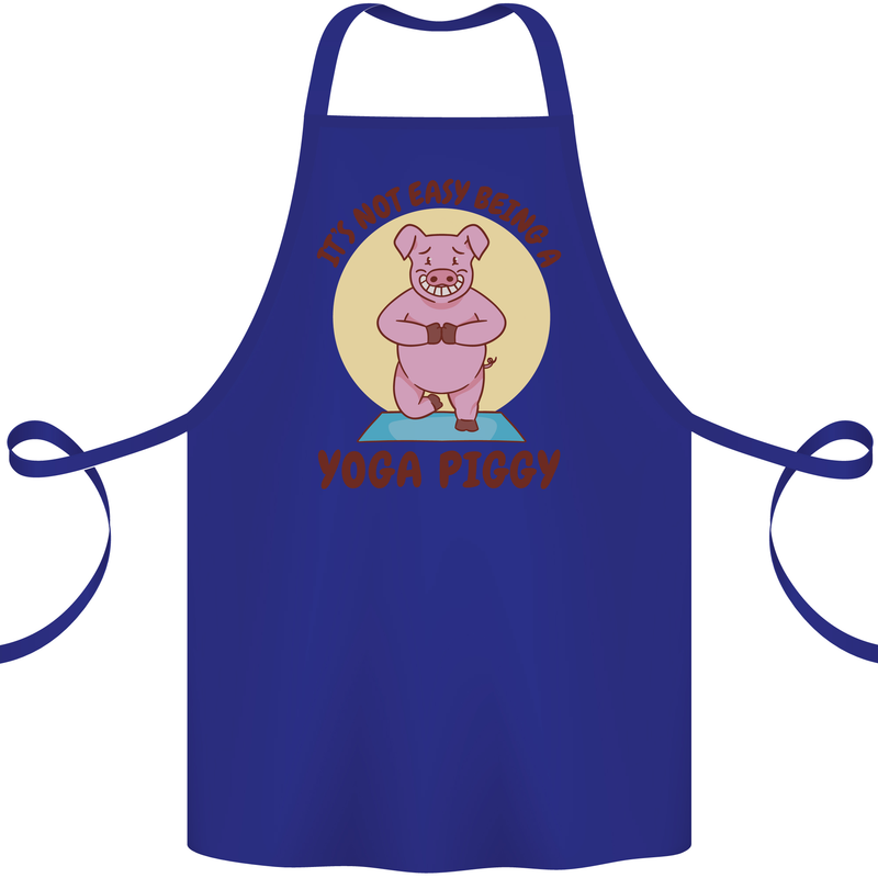 It's Not Easy Being a Yoga Piggy Funny Pig Cotton Apron 100% Organic Royal Blue