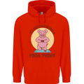 It's Not Easy Being a Yoga Piggy Funny Pig Mens 80% Cotton Hoodie Bright Red