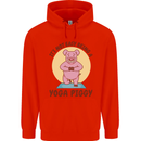 It's Not Easy Being a Yoga Piggy Funny Pig Mens 80% Cotton Hoodie Bright Red