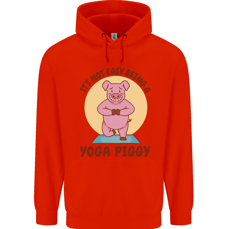 It's Not Easy Being a Yoga Piggy Funny Pig Mens 80% Cotton Hoodie Bright Red