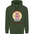 It's Not Easy Being a Yoga Piggy Funny Pig Mens 80% Cotton Hoodie Forest Green
