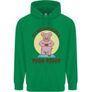 It's Not Easy Being a Yoga Piggy Funny Pig Mens 80% Cotton Hoodie Irish Green