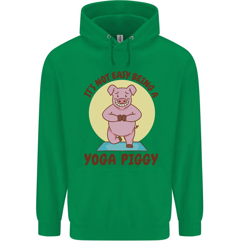 It's Not Easy Being a Yoga Piggy Funny Pig Mens 80% Cotton Hoodie Irish Green