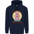 It's Not Easy Being a Yoga Piggy Funny Pig Mens 80% Cotton Hoodie Navy Blue