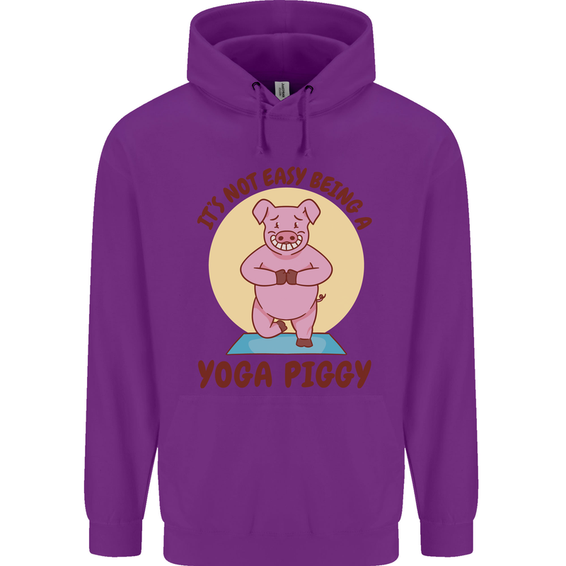 It's Not Easy Being a Yoga Piggy Funny Pig Mens 80% Cotton Hoodie Purple