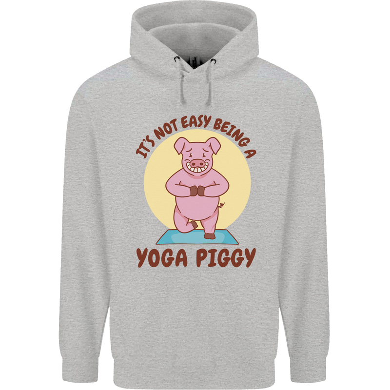 It's Not Easy Being a Yoga Piggy Funny Pig Mens 80% Cotton Hoodie Sports Grey