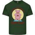 It's Not Easy Being a Yoga Piggy Funny Pig Mens Cotton T-Shirt Tee Top Forest Green