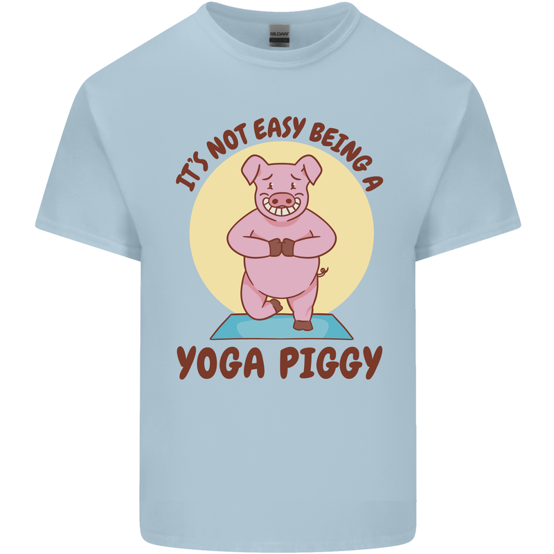 It's Not Easy Being a Yoga Piggy Funny Pig Mens Cotton T-Shirt Tee Top Light Blue