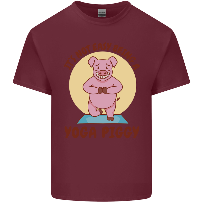 It's Not Easy Being a Yoga Piggy Funny Pig Mens Cotton T-Shirt Tee Top Maroon