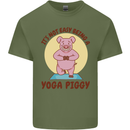 It's Not Easy Being a Yoga Piggy Funny Pig Mens Cotton T-Shirt Tee Top Military Green