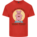 It's Not Easy Being a Yoga Piggy Funny Pig Mens Cotton T-Shirt Tee Top Red