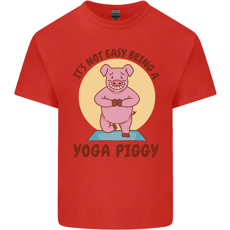 It's Not Easy Being a Yoga Piggy Funny Pig Mens Cotton T-Shirt Tee Top Red