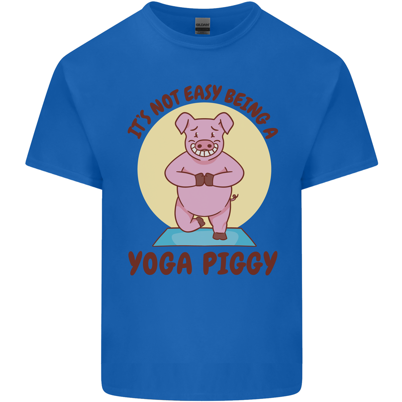 It's Not Easy Being a Yoga Piggy Funny Pig Mens Cotton T-Shirt Tee Top Royal Blue