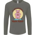 It's Not Easy Being a Yoga Piggy Funny Pig Mens Long Sleeve T-Shirt Charcoal