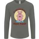 It's Not Easy Being a Yoga Piggy Funny Pig Mens Long Sleeve T-Shirt Charcoal
