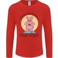 It's Not Easy Being a Yoga Piggy Funny Pig Mens Long Sleeve T-Shirt Red